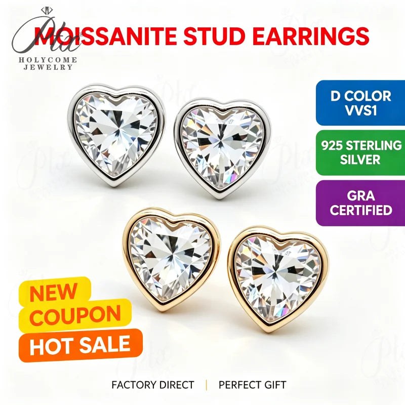1-4ct Heart Moissanite Earrings