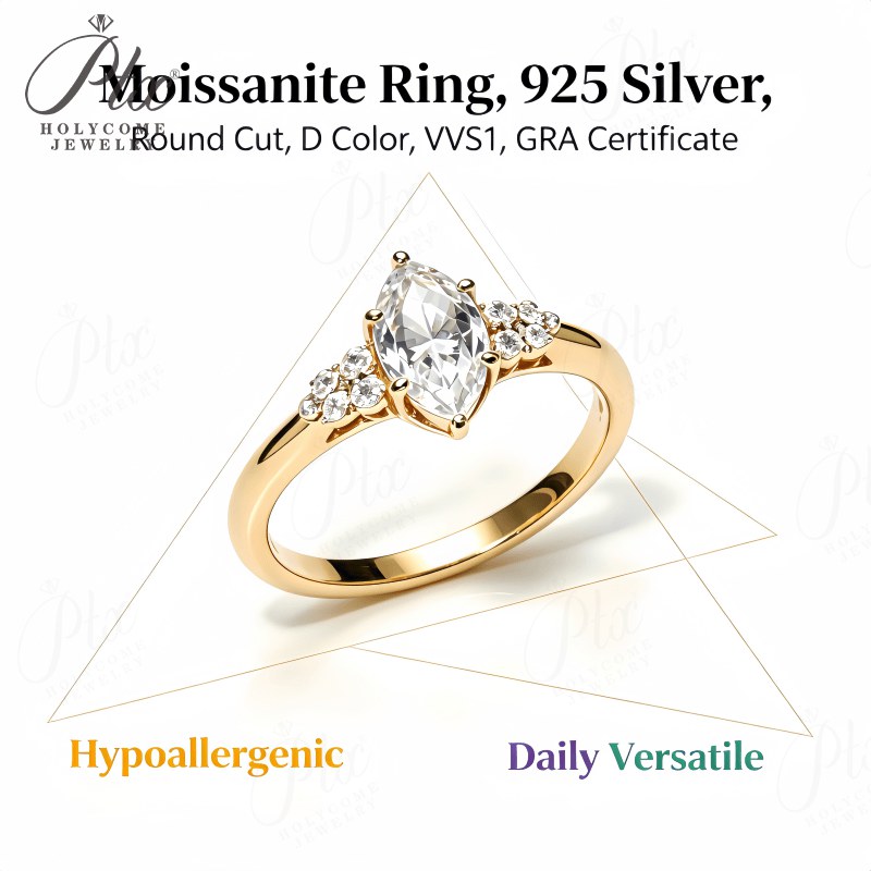 1ct Marquise Moissanite Ring