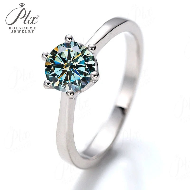 1ct Round Moissanite Ring in 925 Silver