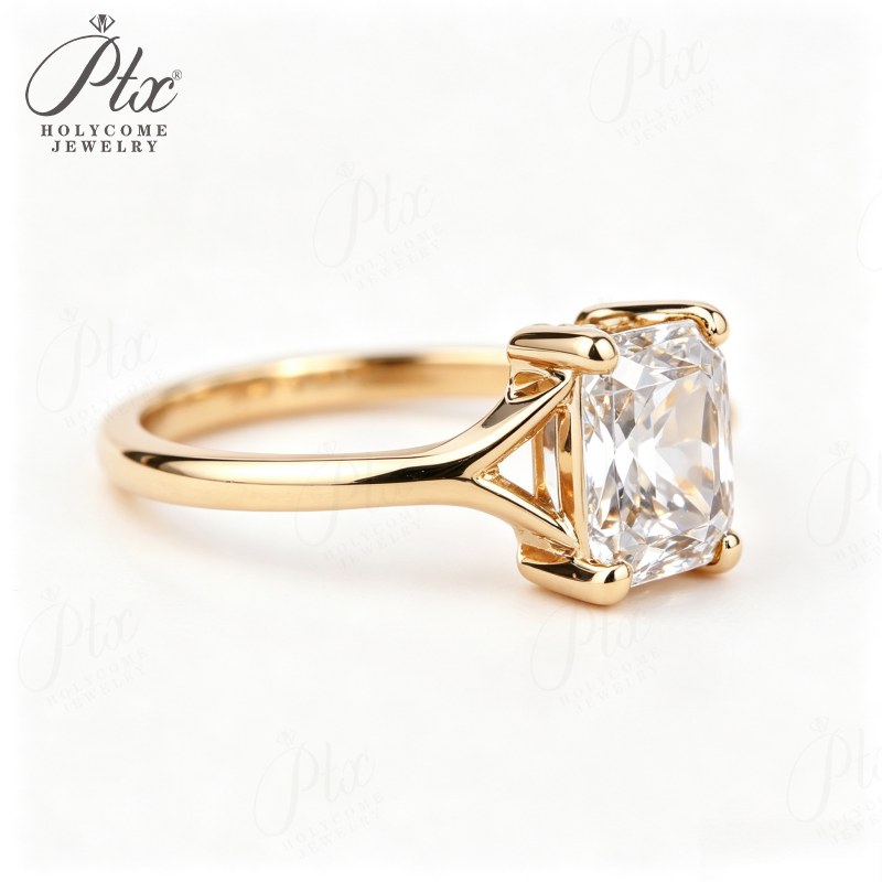 Cushion Moissanite Ring in 925 Silver — view 2